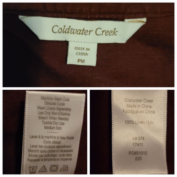 Vintage Coldwater Creek Petite Deep Wine Unlined Linen Jacket  NWOT - Picture 6 of 6